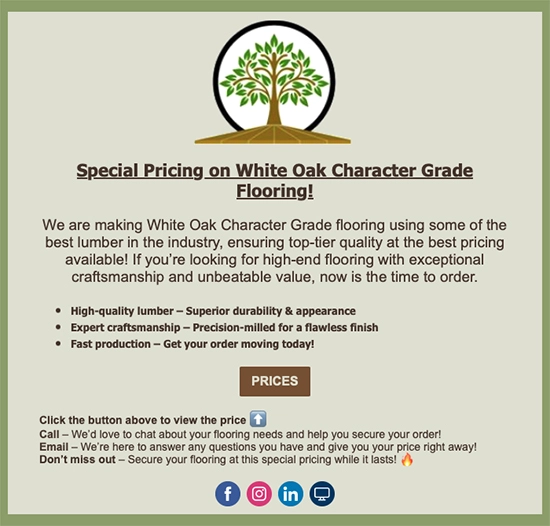 Special Pricing on White Oak Character Grade Flooring